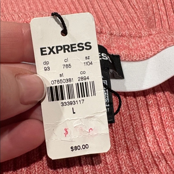 Express - High Waisted Cable Knit Mini Sweater Skirt. Size Large. NWT. Pink - Picture 10 of 16